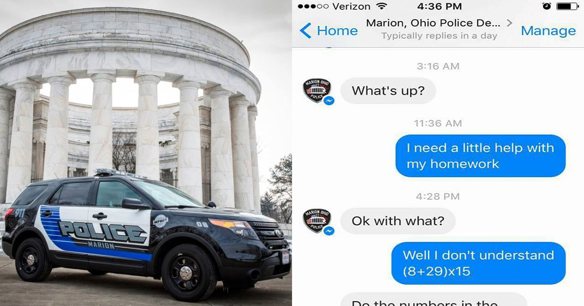 Ohio police department helps girl with math problem (7 Photos)