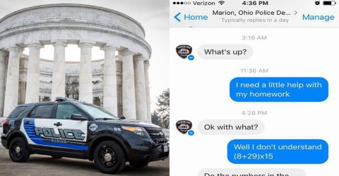 Ohio police department helps girl with math problem (7 Photos)