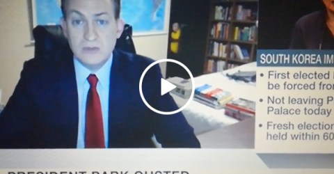 BBC reporter gets unexpected guest (Video)
