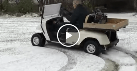 91-year-old Grandma drifts in golf cart (Video)