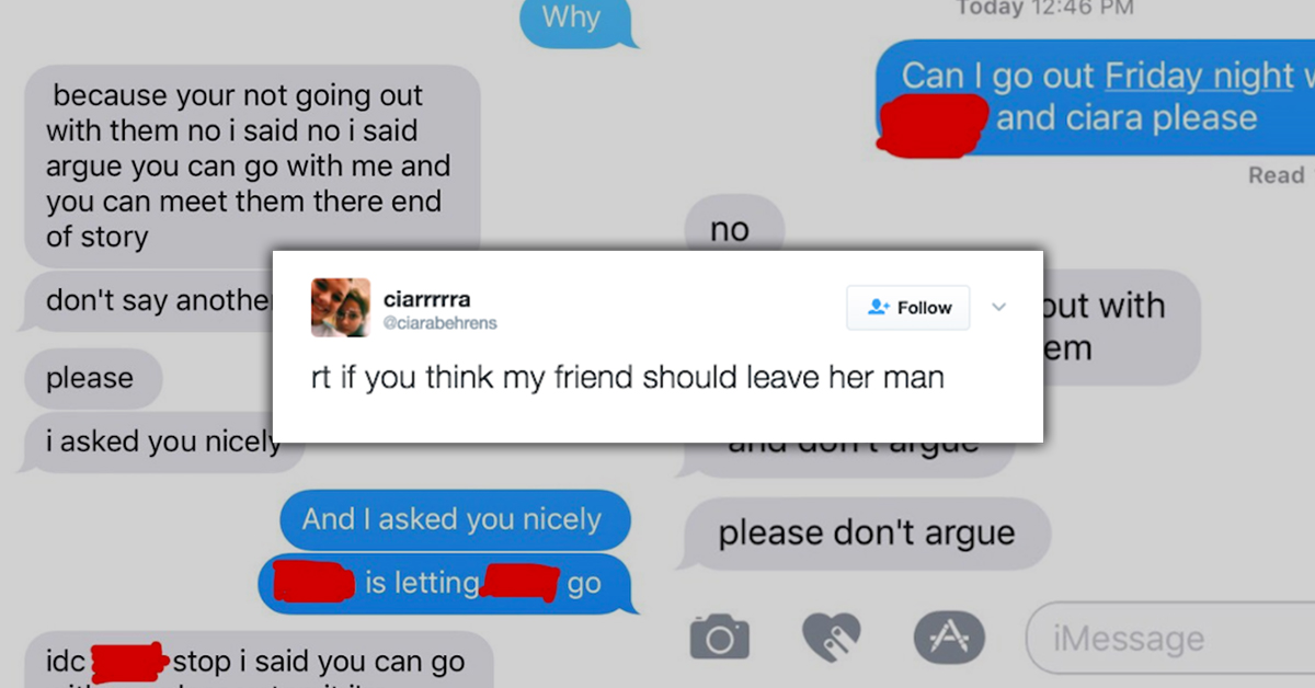 Overprotective boyfriend won’t let girlfriend go out with friends