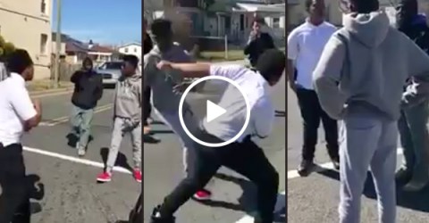 Man stops young kids fighting in the street, gives sage advice (Video)