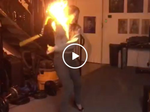 Mixing nunchucks and fire, what could go wrong? (Video)