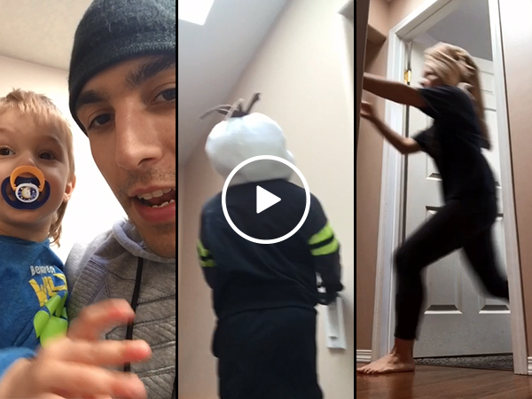 Father and son prank mom by placing a doll on banister (Video)