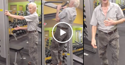 90 year old grandpa does 24 pulls ups (Video)