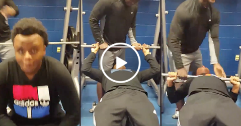 Kid lets out fart trying to bench press (Video)