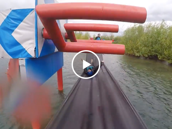 Epic fail on this endless water portion of an obstacle course (Video)
