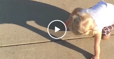 Little girl really wants to get rid of her shadow (Video)