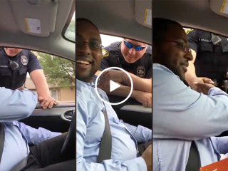 Guy gets pulled over by cop for pregnancy announcement (Video)