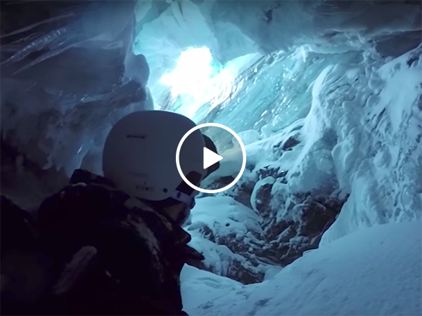 Incredible helmet cam footage of skier falling down hole (Video)