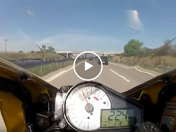 Guy emergency breaks on the autobahn