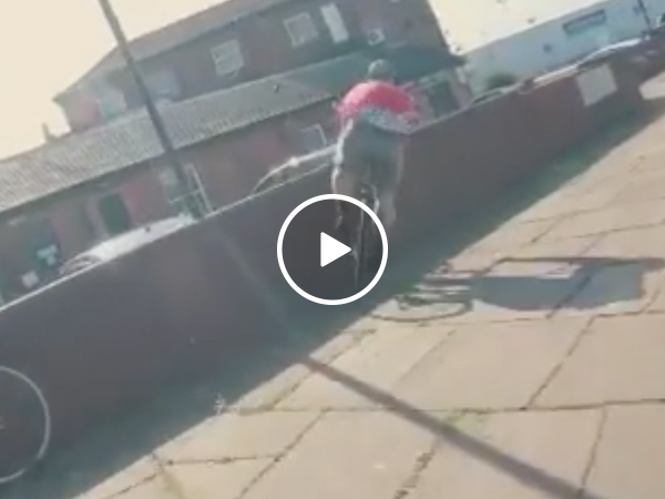 Biker tries taking shortcut through brick wall, gets sent into another dimension (Video)