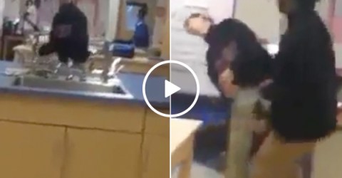 Kid spits in classmates face, gets the swift hand of karma (Video)