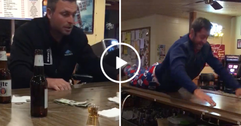 Man slips off bar in hilarious fail (Video)