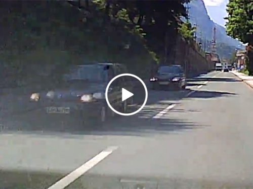 Parked car rolls down hill