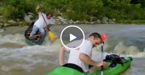 Canoeing down a waterfall shouldn't be this hard (Video)