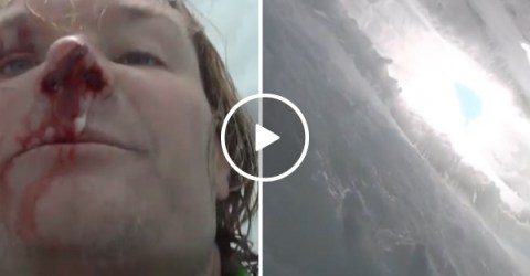 Injured guy escapes certain death after falling into a crevasse (Video)