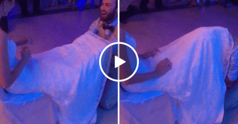 Bride pulls amazing prank on groom during garter toss (Video)