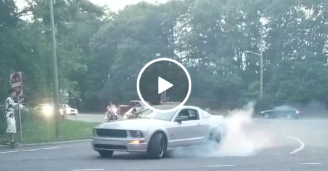Showoff gets an unwanted surprise after burnout (Video)