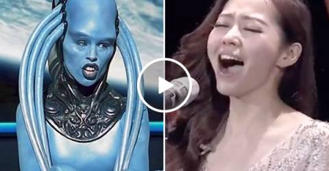 Girl does the opera song from the fifth element and absolutely kills it