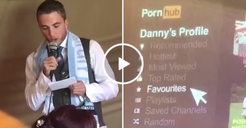 Best man talks about Pornhub in speech