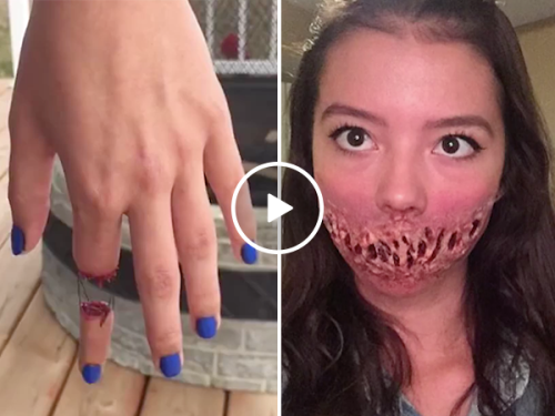 Cute girl has some impressive special effects makeup skills (Video)