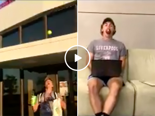 Guy Catches Apples With His Mouth