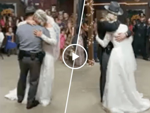 Officers share dance with bride who lost her father in the line of duty (Video)
