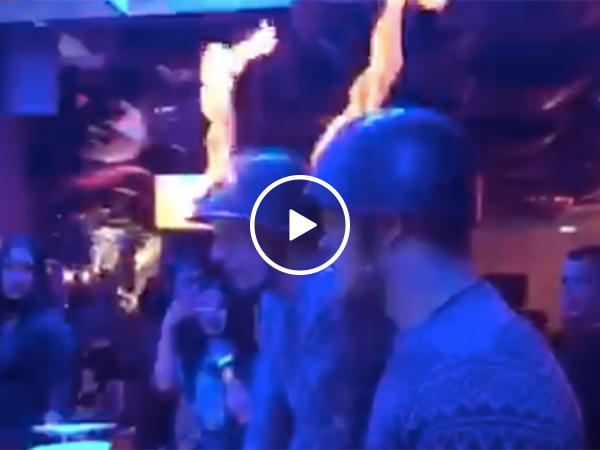 Two Guys Order A Burning Helmet Fire Cocktail