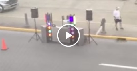 Hungover woman wakes up to an MC and music across the street