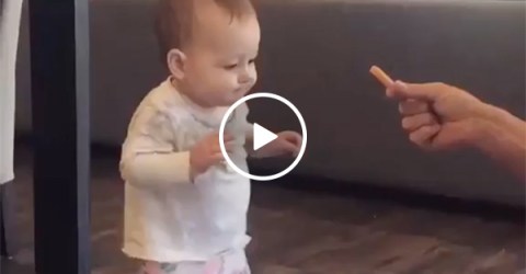 Baby Gets Motivated to Walk By French Fry
