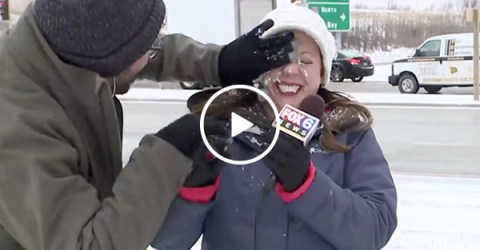 Reporter Gets Hit With Snowball Before Going On Television