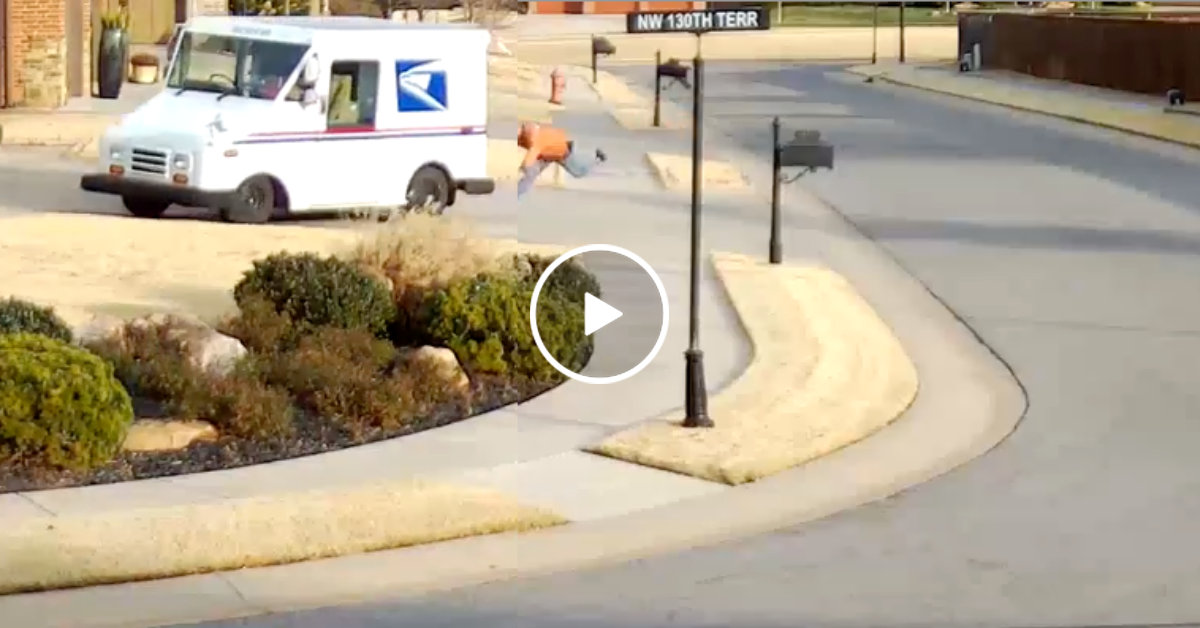 Delivery driver loses control of his vehicle (Video)
