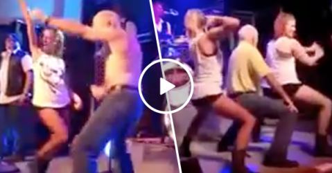Old man nails dance to Gin and Juice with hot women (Video)