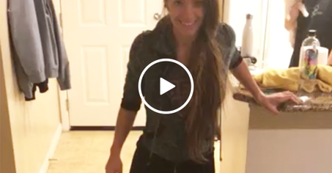 Cute girl has a cringe-worthy walking talent (Video)