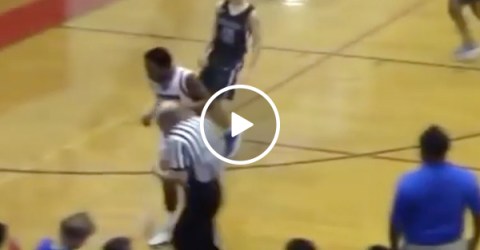 Basketball Referee Gets Toupee Knocked Off His Head
