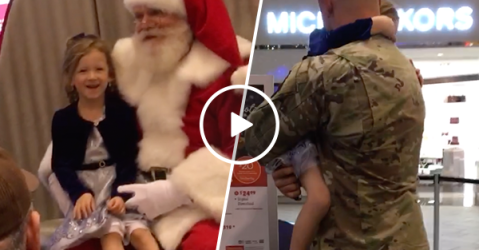 Soldier surprises daughter during Christmas homecoming (Video)
