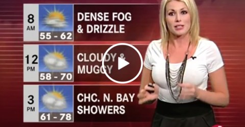 Weathergirl predicts a cold front (Video)