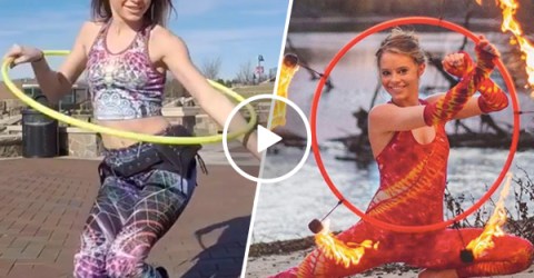 Amy Greenley shows off her impressive hula hoop skills (Video)