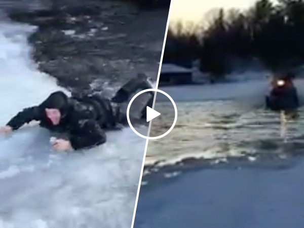 Man's attempt to skim pond goes horribly wrong (Video)