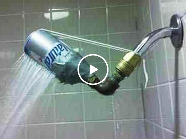 Man installs a shower head that defies gravity (Video)