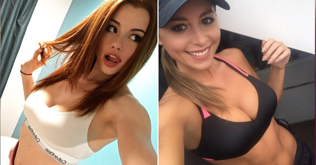 Cute Girls Taking Selfies in Sports Bras
