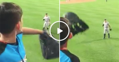 Aaron Judge Plays Catch With A Kid During a New York Yankees Game