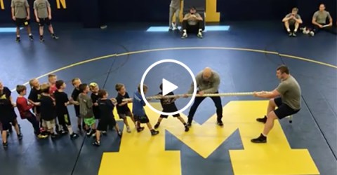 Michigan Wrestler Takes on 50 Kids in Tug-O-War Battle For the Ages