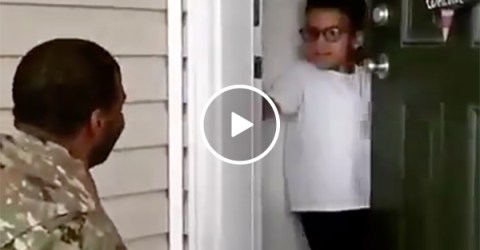 Young Boy Is Surprised by His Military Dad Returning From Overseas