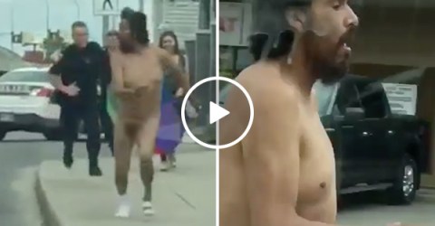 Naked man runs from the cops in hilarious video