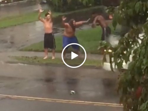 Three guys demonstrating that happiness doesn't cost much (Video)
