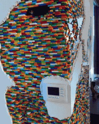 house with lego walls
