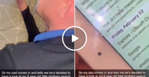 Dad searches 8-year-old's search history, and someone might be grounded (Video)