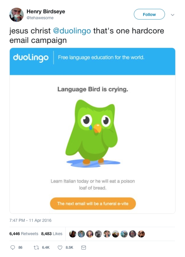 Like death itself, the Duolingo owl comes for us all one ...
